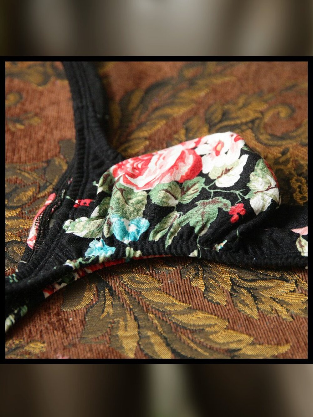 Mens Floral Soft Knit LowRise PushOut thinsides thong Handmade - Picture 4 of 5